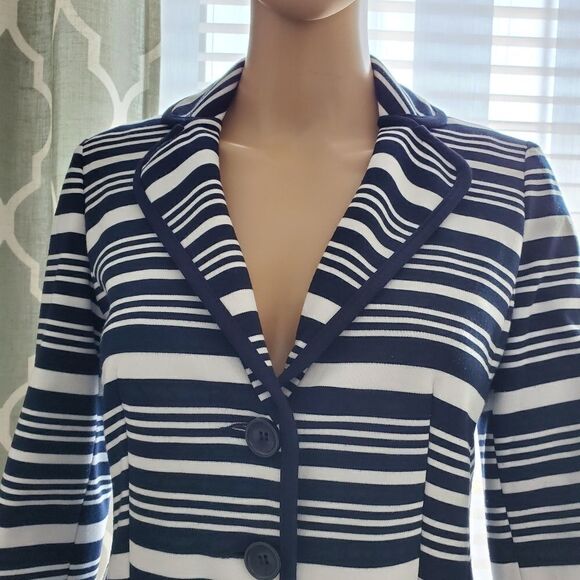 INC women's Striped blazer Navy And White Size 0 - Picture 2 of 8